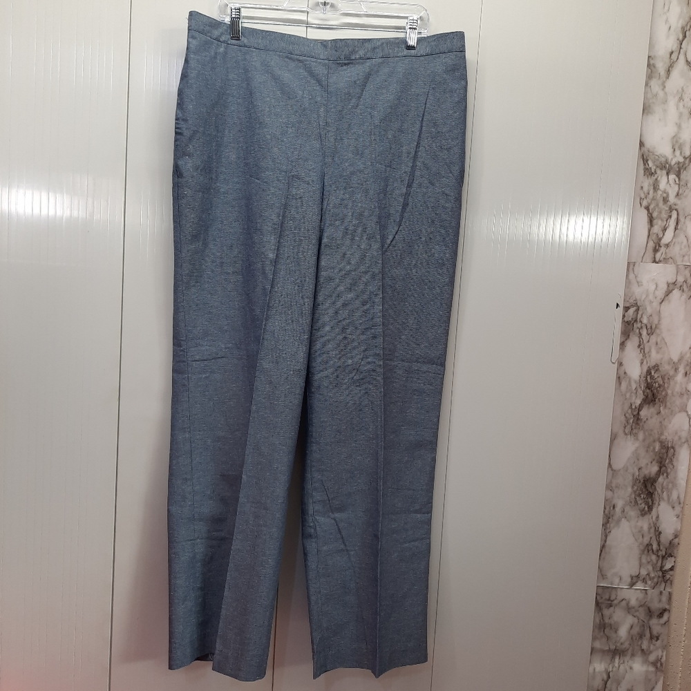 Alfred Dunner Blue Women's Classic Fit Pants Pull on Back Elastic size 18